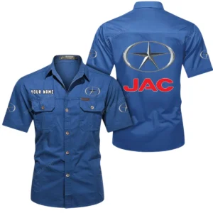 JAC Truck Short Sleeved Shirt, All Over Print Button Shirt CAR444052625889 - Cowboy Blue