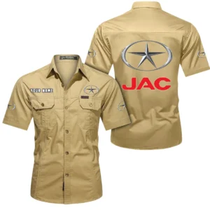 JAC Truck Short Sleeved Shirt, All Over Print Button Shirt CAR444052625889 - Khaki