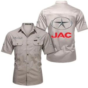 JAC Truck Short Sleeved Shirt, All Over Print Button Shirt CAR444052625889 - Beige