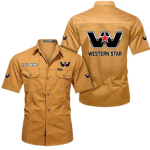 Western Star Short Sleeved Shirt, All Over Print Button Shirt CAR444052625890 - Turmeric
