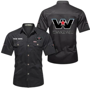Western Star Short Sleeved Shirt, All Over Print Button Shirt CAR444052625890 - Black