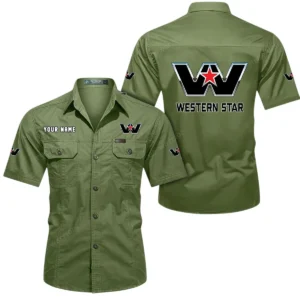 Western Star Short Sleeved Shirt, All Over Print Button Shirt CAR444052625890 - Fruit Green