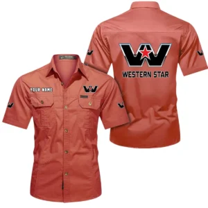 Western Star Short Sleeved Shirt, All Over Print Button Shirt CAR444052625890 - Red