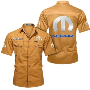 Mopar Short Sleeved Shirt, All Over Print Button Shirt CAR444052625891 - Turmeric