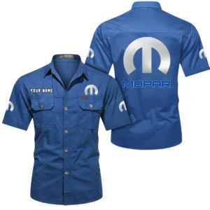 Mopar Short Sleeved Shirt, All Over Print Button Shirt CAR444052625891 - Cowboy Blue