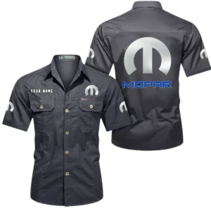 Mopar Short Sleeved Shirt, All Over Print Button Shirt CAR444052625891 - Gray