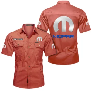 Mopar Short Sleeved Shirt, All Over Print Button Shirt CAR444052625891 - Red