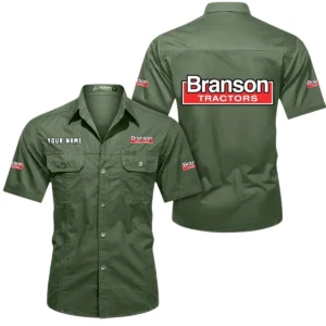 Branson Short Sleeved Shirt, All Over Print Button Shirt CAR444052625892 - Army Green