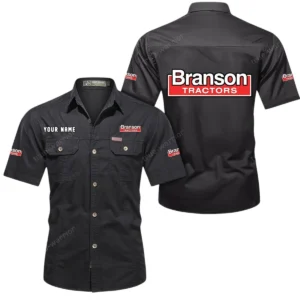Branson Short Sleeved Shirt, All Over Print Button Shirt CAR444052625892 - Black