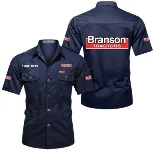 Branson Short Sleeved Shirt, All Over Print Button Shirt CAR444052625892 - Dark Blue