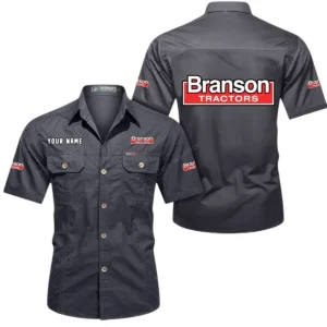 Branson Short Sleeved Shirt, All Over Print Button Shirt CAR444052625892 - Gray