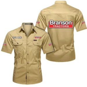 Branson Short Sleeved Shirt, All Over Print Button Shirt CAR444052625892 - Khaki