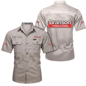 Branson Short Sleeved Shirt, All Over Print Button Shirt CAR444052625892 - Beige