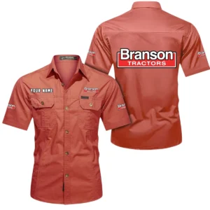 Branson Short Sleeved Shirt, All Over Print Button Shirt CAR444052625892 - Red