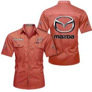 Mazda Short Sleeved Shirt, All Over Print Button Shirt CAR444052625894 - Red
