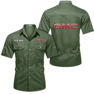 GMC Car Short Sleeved Shirt, All Over Print Button Shirt CAR444052625897 - Army Green