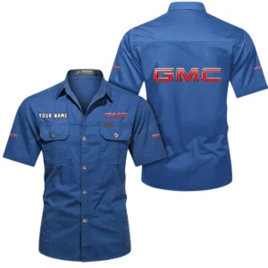 GMC Car Short Sleeved Shirt, All Over Print Button Shirt CAR444052625897 - Cowboy Blue