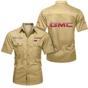 GMC Car Short Sleeved Shirt, All Over Print Button Shirt CAR444052625897 - Khaki