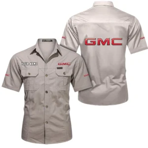 GMC Car Short Sleeved Shirt, All Over Print Button Shirt CAR444052625897 - Beige