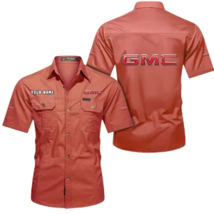 GMC Car Short Sleeved Shirt, All Over Print Button Shirt CAR444052625897 - Red