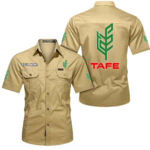Tafe Short Sleeved Shirt, All Over Print Button Shirt CAR444052625911 - Khaki