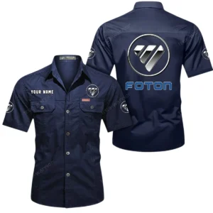 Foton Short Sleeved Shirt, All Over Print Button Shirt CAR444052625913 - Dark Blue