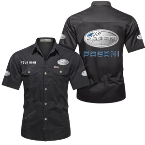 Pagani Short Sleeved Shirt, All Over Print Button Shirt CAR444052625916 - Black