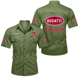 Bugatti Short Sleeved Shirt, All Over Print Button Shirt CAR444052625919 - Fruit Green