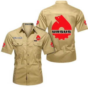 Ursus Short Sleeved Shirt, All Over Print Button Shirt CAR444052625928 - Khaki