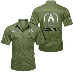 Acura Short Sleeved Shirt, All Over Print Button Shirt CAR444052625929 - Fruit Green