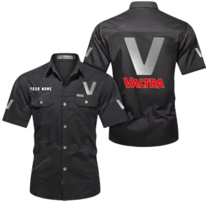 Valtra Short Sleeved Shirt, All Over Print Button Shirt CAR444052625951 - Black