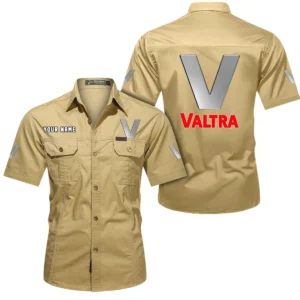 Valtra Short Sleeved Shirt, All Over Print Button Shirt CAR444052625951 - Khaki