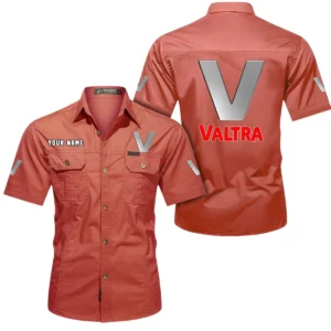 Valtra Short Sleeved Shirt, All Over Print Button Shirt CAR444052625951 - Red
