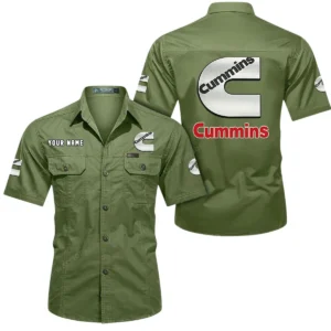 Cummins Short Sleeved Shirt, All Over Print Button Shirt CAR444052625952 - Fruit Green
