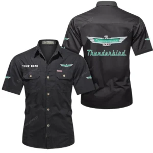Thunderbird Short Sleeved Shirt, All Over Print Button Shirt CAR444052625954 - Black