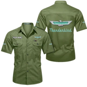 Thunderbird Short Sleeved Shirt, All Over Print Button Shirt CAR444052625954 - Fruit Green