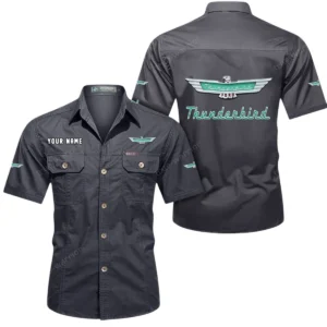 Thunderbird Short Sleeved Shirt, All Over Print Button Shirt CAR444052625954 - Gray