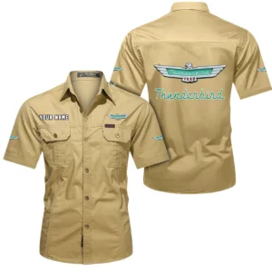 Thunderbird Short Sleeved Shirt, All Over Print Button Shirt CAR444052625954 - Khaki