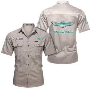 Thunderbird Short Sleeved Shirt, All Over Print Button Shirt CAR444052625954 - Beige