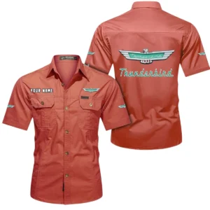 Thunderbird Short Sleeved Shirt, All Over Print Button Shirt CAR444052625954 - Red