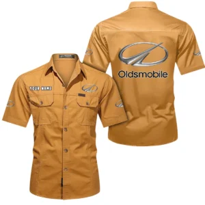 Oldsmobile Short Sleeved Shirt, All Over Print Button Shirt CAR444052625955 - Turmeric