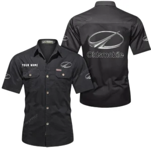 Oldsmobile Short Sleeved Shirt, All Over Print Button Shirt CAR444052625955 - Black
