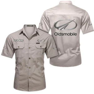 Oldsmobile Short Sleeved Shirt, All Over Print Button Shirt CAR444052625955 - Beige