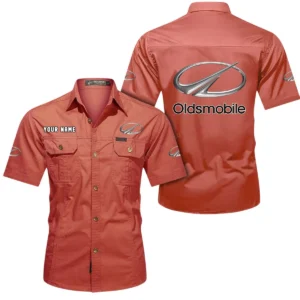 Oldsmobile Short Sleeved Shirt, All Over Print Button Shirt CAR444052625955 - Red