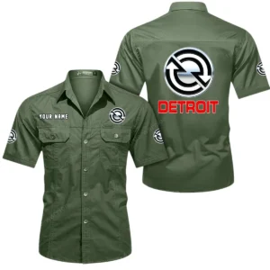 Detroit Diesel Short Sleeved Shirt, All Over Print Button Shirt CAR444052625964 - Army Green