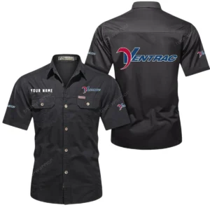 Ventrac Short Sleeved Shirt, All Over Print Button Shirt CAR444052625965 - Black