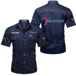 Ventrac Short Sleeved Shirt, All Over Print Button Shirt CAR444052625965 - Dark Blue