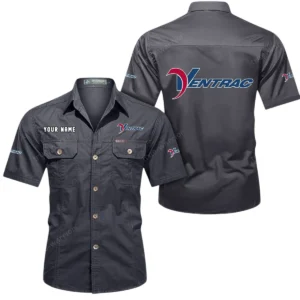 Ventrac Short Sleeved Shirt, All Over Print Button Shirt CAR444052625965 - Gray