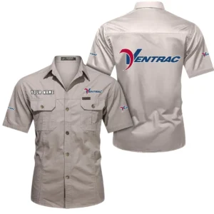 Ventrac Short Sleeved Shirt, All Over Print Button Shirt CAR444052625965 - Beige