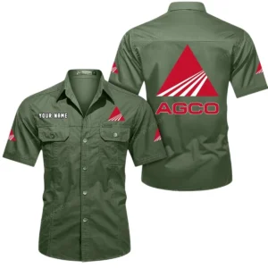 AGCO Allis Short Sleeved Shirt, All Over Print Button Shirt CAR444052625966 - Army Green